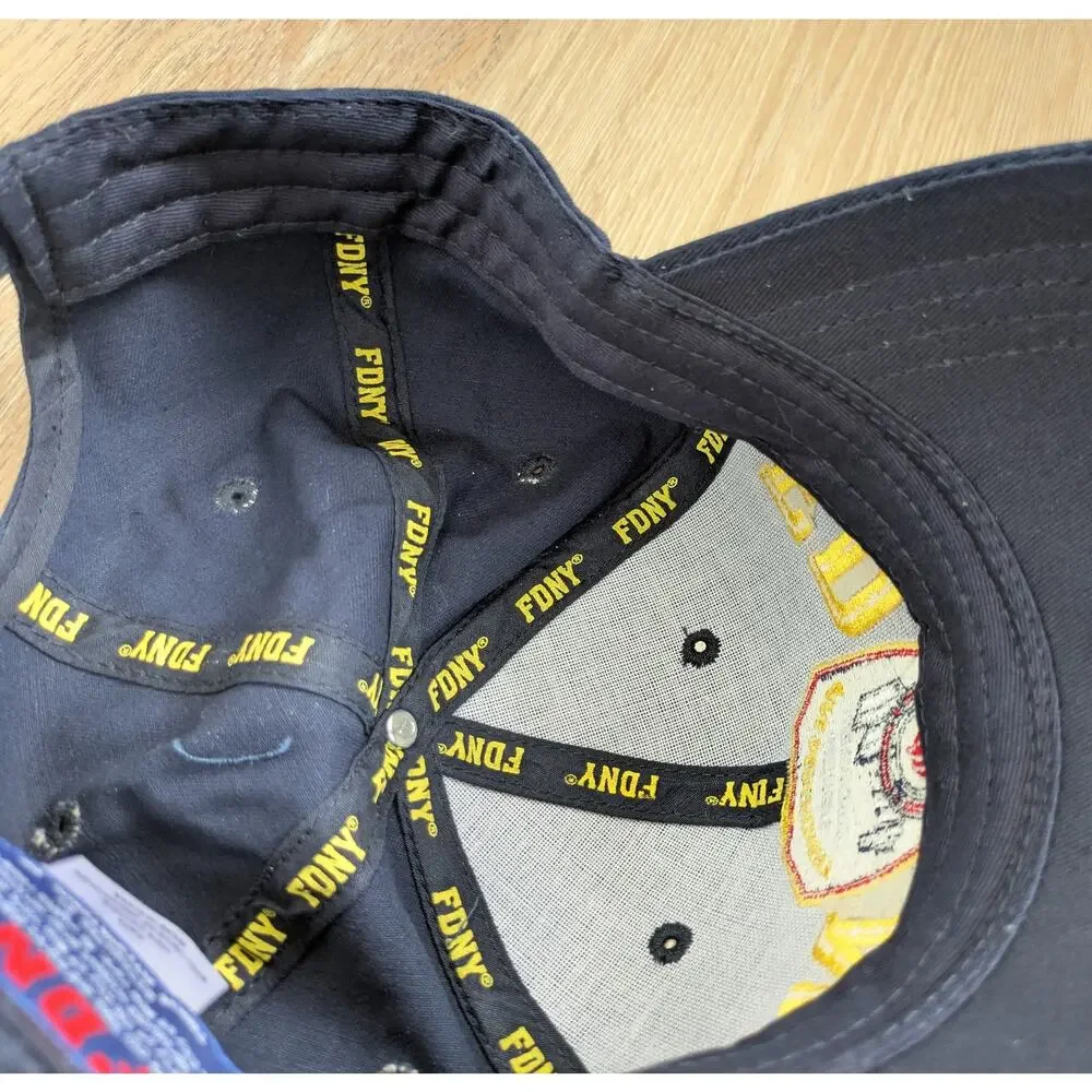 Authentic FDNY Cap VTG Mens Navy Blue Embroidered Seal Twin Towers Adjustable